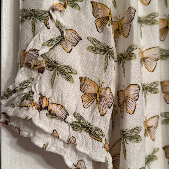 New Maeve Anthropologie Butterfly dragonflies Print Cream Blouse 4 $129 - Picture 5 of 7